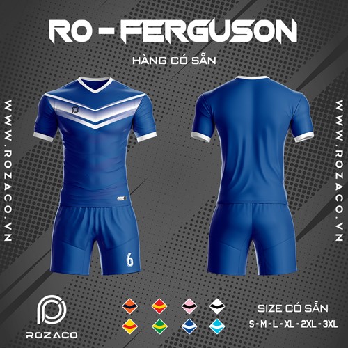 áo bóng đá không logo ro - ferguson màu xanh dương đẹp