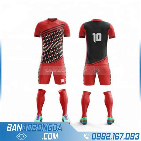 áo bóng đá không logo tự thiết kế màu đỏ HZ 221