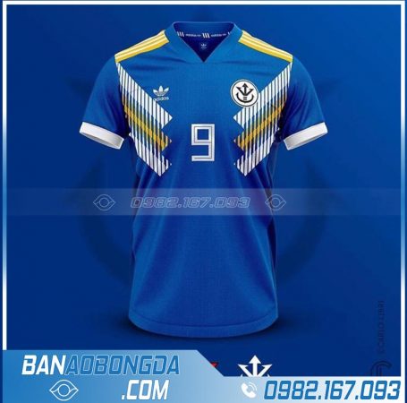 áo bóng đá thiết kế theo yêu cầu màu xanh dương đẹp