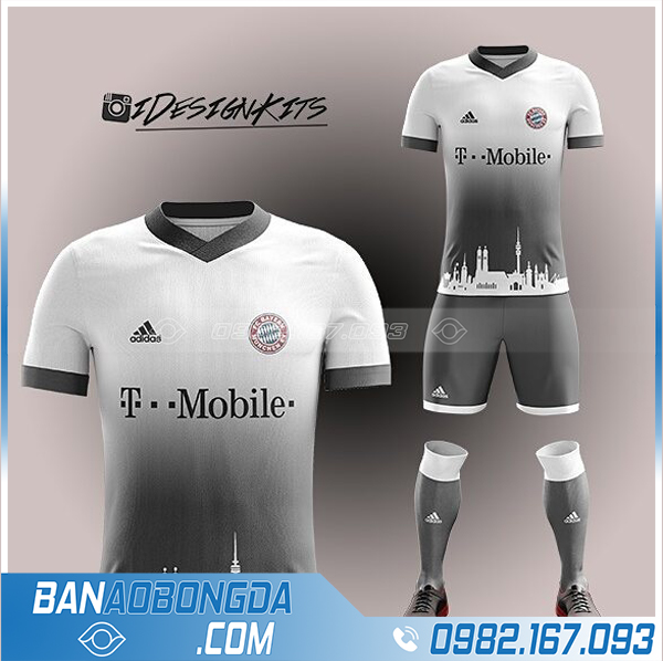 áo Bayern Munich 2021 tự thiết kế màu trắng