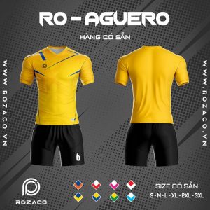 áo bóng đá không logo vải Thái Lan Aguero màu vàng