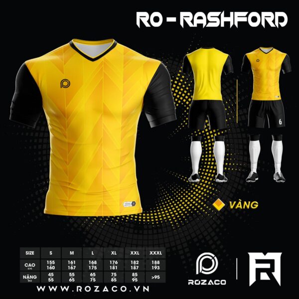 Áo Đấu Bóng Đá Không Logo Đẹp Rashford Màu Vàng