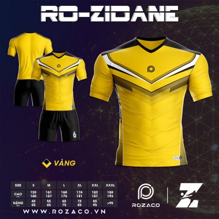 Quần áo bóng đá không logo chế màu vàng HZ 734