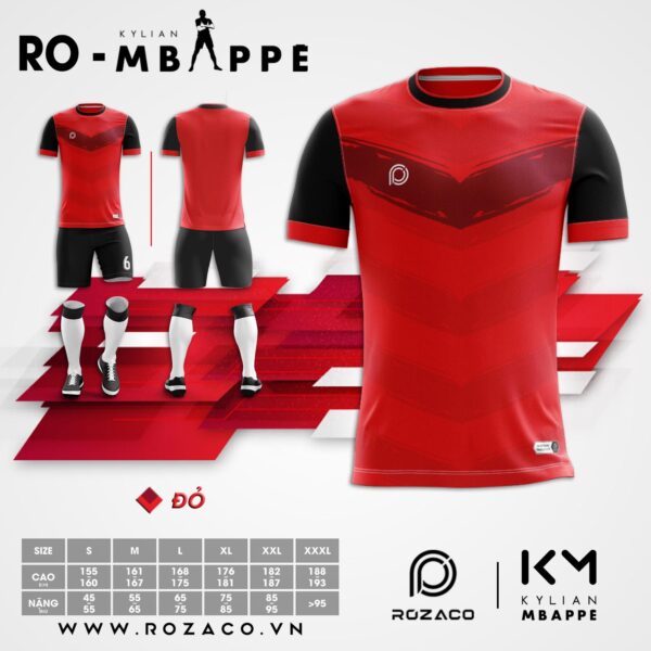 Áo đá bóng không logo chế Mbappe màu đỏ