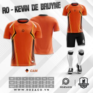 Áo đá bóng không logo cổ tròn đơn giản Bruyne màu cam