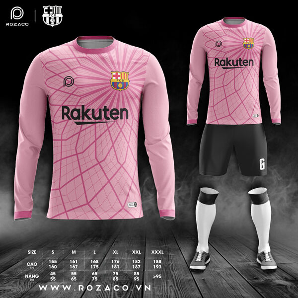 Áo Barcelona 2021 dài tay màu hồng