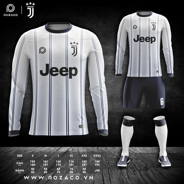 áo đấu bóng đá Juventus dài tay màu trắng