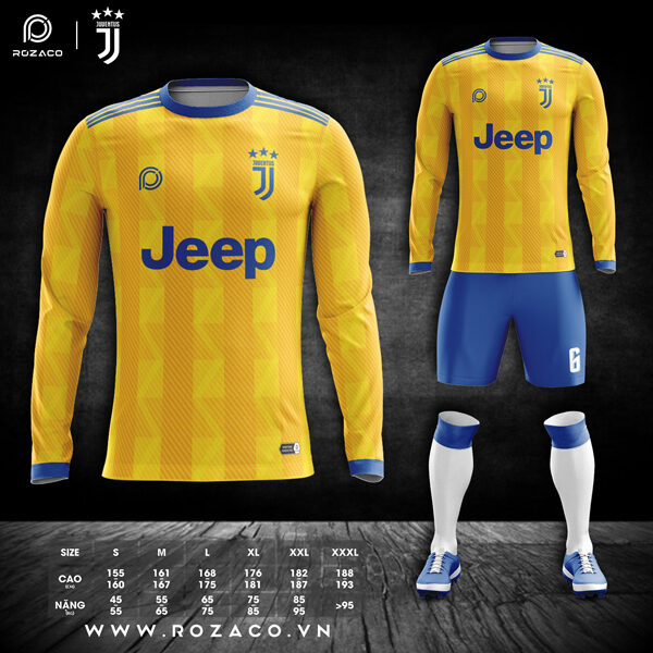 áo bóng đá câu lạc bộ Juventus dài tay màu vàng
