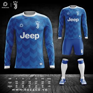 áo đá banh Juventus dài tay màu xanh dương