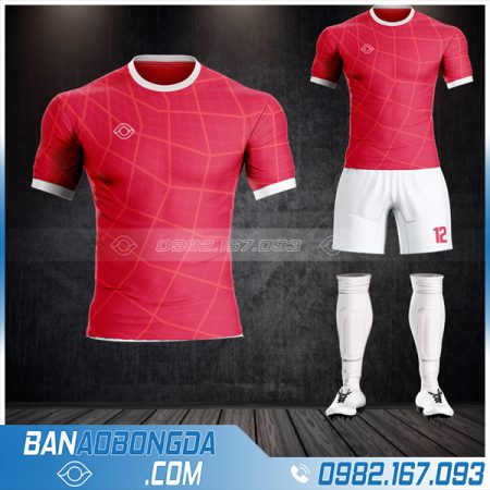 Mẫu áo bóng đá không logo thiết kế màu đỏ