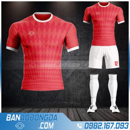 Mẫu thiết kế áo đấu bóng đá không logo màu đỏ đẹp