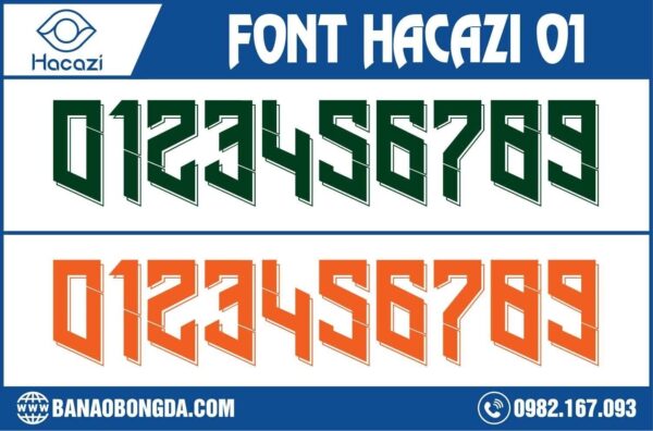 Tại Shop Hacazi Sport đã ra mắt thêm bộ font số áo bóng đá mang số 01. Kèm theo đó là các nét chữ trên số được phối hợp với chiếc áo đấu vô cùng hoàn hảo. Tạo ra một cực phẩm đặc sắc cho các cầu thủ mặc lên sân.