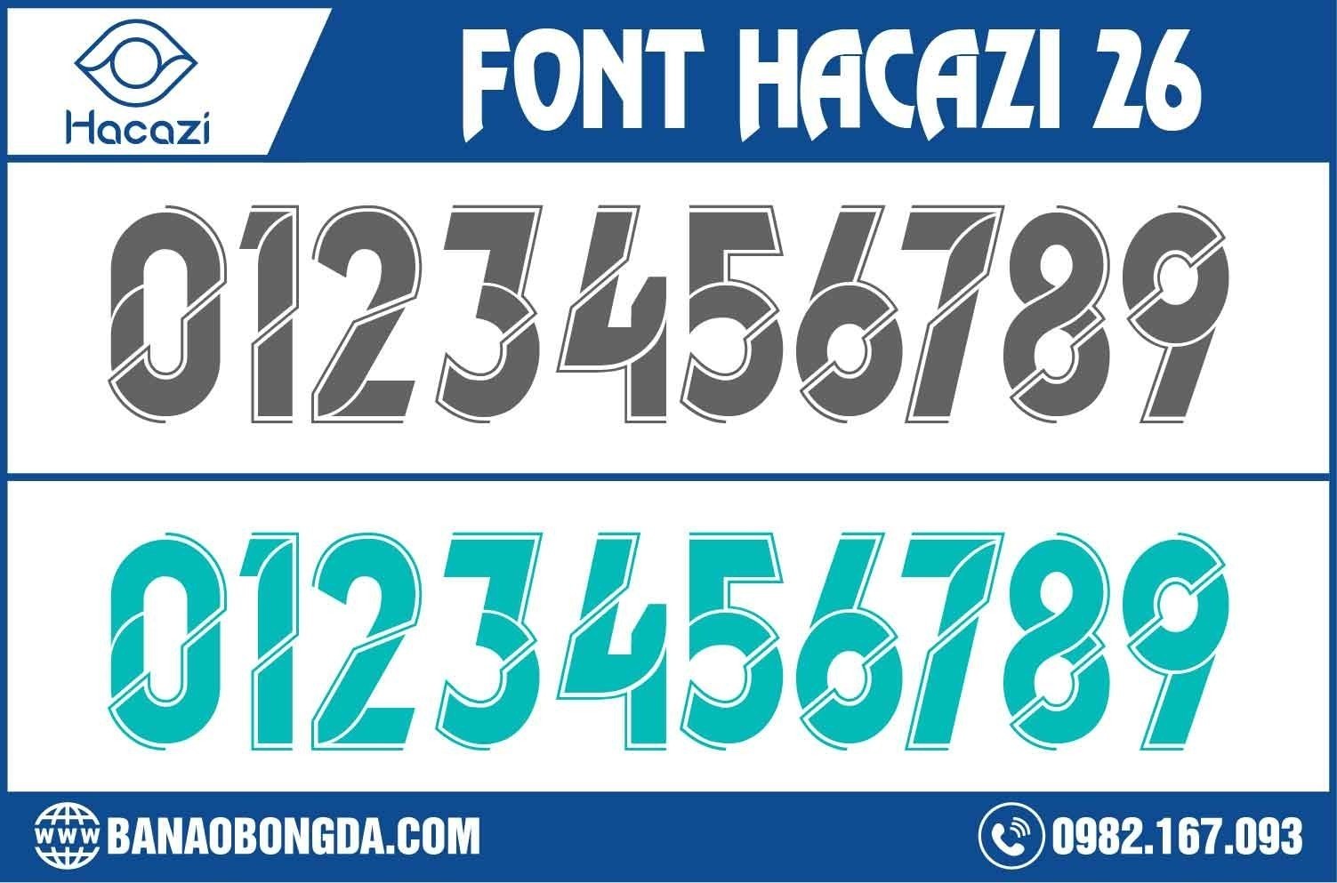  Bạn đã sẵn sàng cùng với shop Hacazi Sport để chiêm ngưỡng mẫu font số áo bóng đá 26 được thiết kế vô cùng phong cách này chưa? Không chỉ sở hữu màu sắc thời thường, mà cách nhấn nhá trên số áo cũng khiến nó trở nên đặc biệt nhất. 