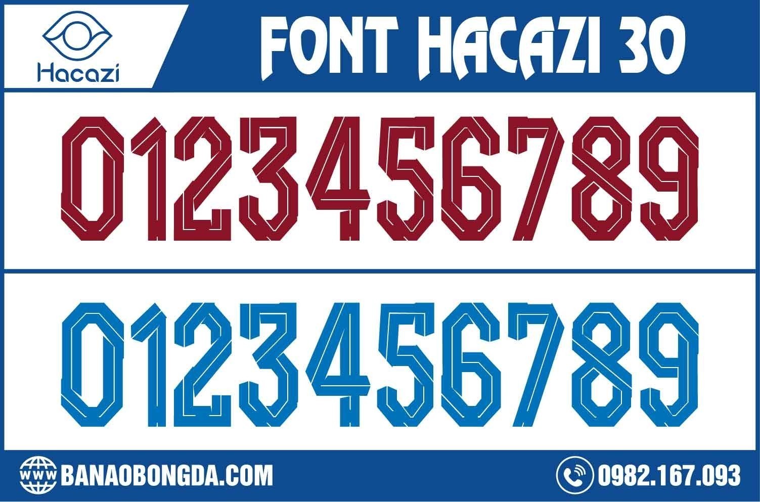  Thật hoàn hảo khi bạn sở hữu được cho mình bộ font số áo bóng đá 30 tại Shop Hacazi Sport chúng tôi. Bộ font số được thiết kế theo một phong cách hiện đại, chỉ có 1 - 0 2 trên thị trường. Đặc biệt sẽ không bị trùng lặp nhé! 