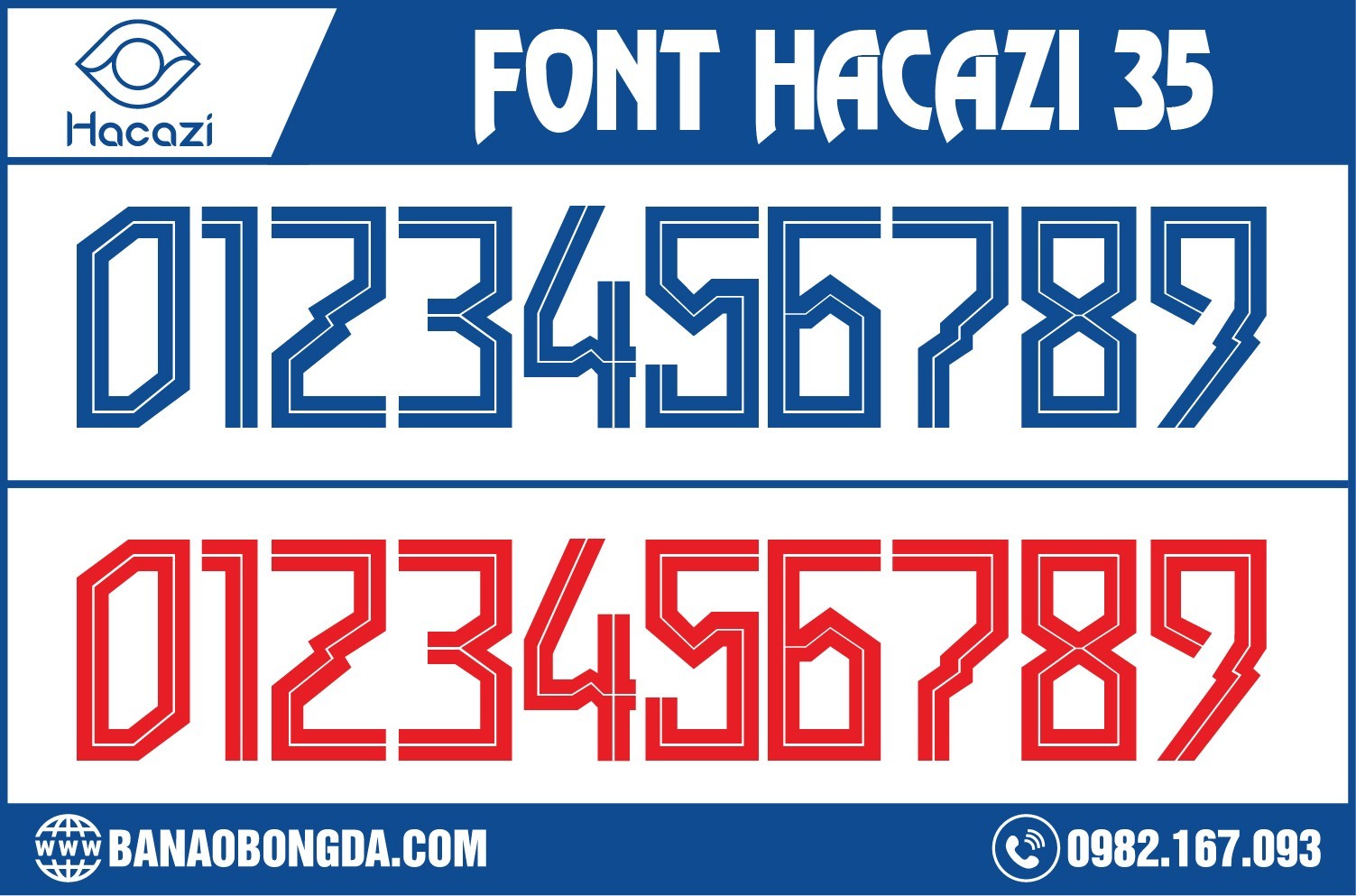 Sở hữu ngay phong cách mẫu font số áo bóng đá 35 2023 ấn tượng tại Hacazi Sport. Tuy nóđơn giản trong thiết kế, nhưng lại độc đáo trong cách phối màu ngay thôi nào. Màu đỏ và màu xanh ya đậm này chắc chắn sẽ khiến cho bạn thấy thích thú và ấn tượng đấy ạ. 