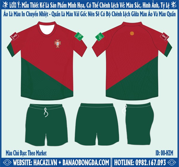 Để giúp cho khách hàng hiểu hơn về sự chênh lệch hình ảnh thiết kế và sau khi may xong. Chúng tôi giới thiệu đến mọi người Mẫu ảnh áo Bồ Đào Nha sân nhà World Cup 2022 Market dưới đây.