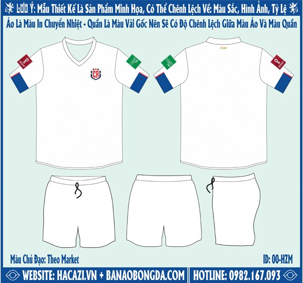 Mẫu market áo đội tuyển Costa Rica sân khách World Cup 2022 Chất Lượng Nhất. Sản phẩm được sản xuất tại shop Hacazi Sport.