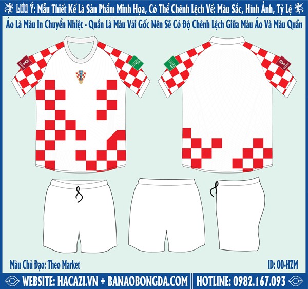 Hình ảnh mẫu áo đội tuyển Croatia World Cup sân nhà 2022 Màu Trắng Táo Bạo Nhất . Đây là thiết kế nằm trong bộ sưu tập mới nhất được ra mắt trước thềm giải World Cup bởi shop Hacazi Sport. Tổng thể bộ trang phục sử dụng màu trắng chủ đạo. Ấn tượng với họa tiết độc lạ có 1 không 2 trên ống tay áo và trên thân áo. Đó là những hình khối ô vuông bàn cờ phân bố không đều trên bề mặt. Cùng với những chi tiết tinh tế khác đã hoàn thiện vẻ bề ngoài áo đấu. Thiết kế có form dáng chuẩn Châu Á, sử dụng chất liệu vải may cao cấp mang đến sự thoải mái nhất cho người mặc. Nếu yêu thích mẫu áo này thì nhanh tay liên hệ với chúng tôi để sở hữu ngay thôi nào!
