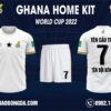 Hình ảnh Áo Bóng Đá World Cup 2022 Ghana Sân Nhà Màu Trắng Đẹp Hoàn Hảo. Đây là thiết kế nằm trong bộ sưu tập mới nhất được ra mắt trước thềm giải World Cup bởi shop Hacazi Sport. Màu trắng được sử dụng làm màu chủ đạo cho áo đấu. Thiết kế đơn giản không họa tiết cầu kỳ, tập trung vào chi tiết điểm nhấn trên đường bo ống tay áo với đường viền màu đỏ - vàng - xanh nổi bật. Thiết kế có form dáng chuẩn Châu Á, sử dụng chất liệu vải may cao cấp mang đến sự thoải mái nhất cho người mặc. Nếu yêu thích mẫu áo này thì nhanh tay liên hệ với chúng tôi để sở hữu ngay thôi nào!