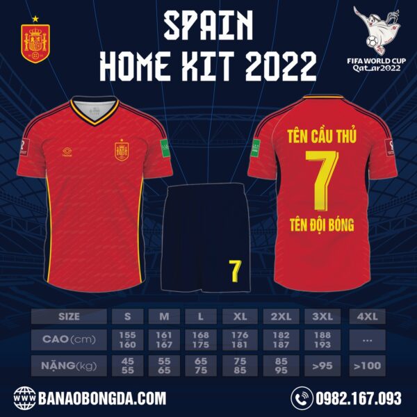 Hình ảnh Mẫu áo đội tuyển Tây Ban Nha sân nhà World Cup 2022 mới được ra mắt gần đây trong sự mong đợi của fan hâm mộ đội bóng. Không làm các bạn thất vọng đúng không nào?
