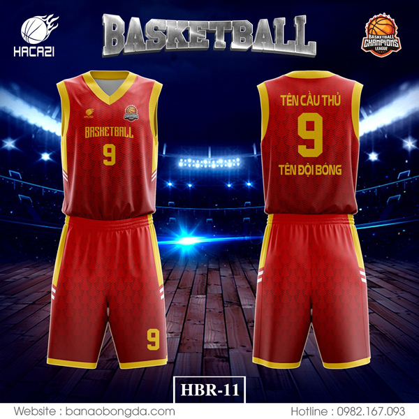 Với gam màu đỏ nổi bật được trang trí bởi các chi tiết màu vàng tạo điểm nhấn, bộ áo bóng rổ nam HBR-11 màu đỏ mang đến vẻ bề ngoài đẹp hoàn hảo. Siêu phẩm này được thiết kế và in ấn độc quyền tại shop Hacazi Sport
