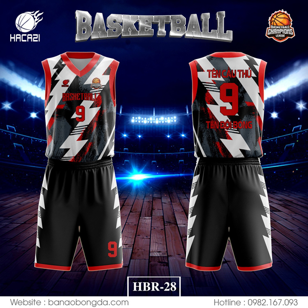 Áo bóng rổ nam HBR-28 có thiết kế độc lạ xen kẽ giữa màu đỏ và các loang xám đen mang lại vẻ trẻ trung không kém phần năng động. Thiết kế thun co giãn thoải mái kèm màu sắc độc lạ sẽ làm điểm nhấn cho bộ đồ để cho khách hàng lựa chọn.