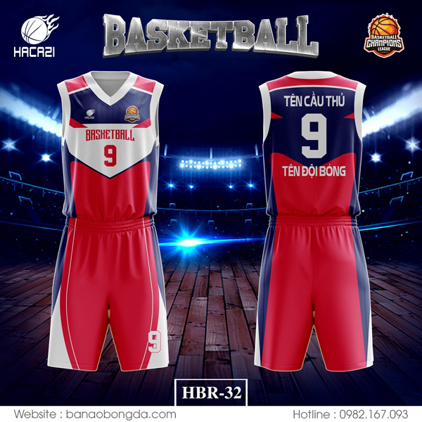 Áo bóng rổ BR-32 màu đỏ phối trắng tự thiết kế độc - lạ đang được các fan bóng rổ yêu thích và săn tìm nhiều nhất tại Hacazi Sport.
