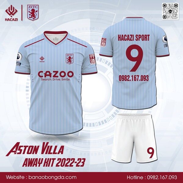 Mẫu áo đá banh CLB Aston Villa sân khách 2022-23