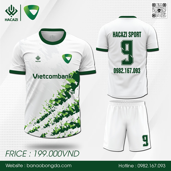 Mẫu áo bóng đá ngân hàng Vietcombank màu trắng